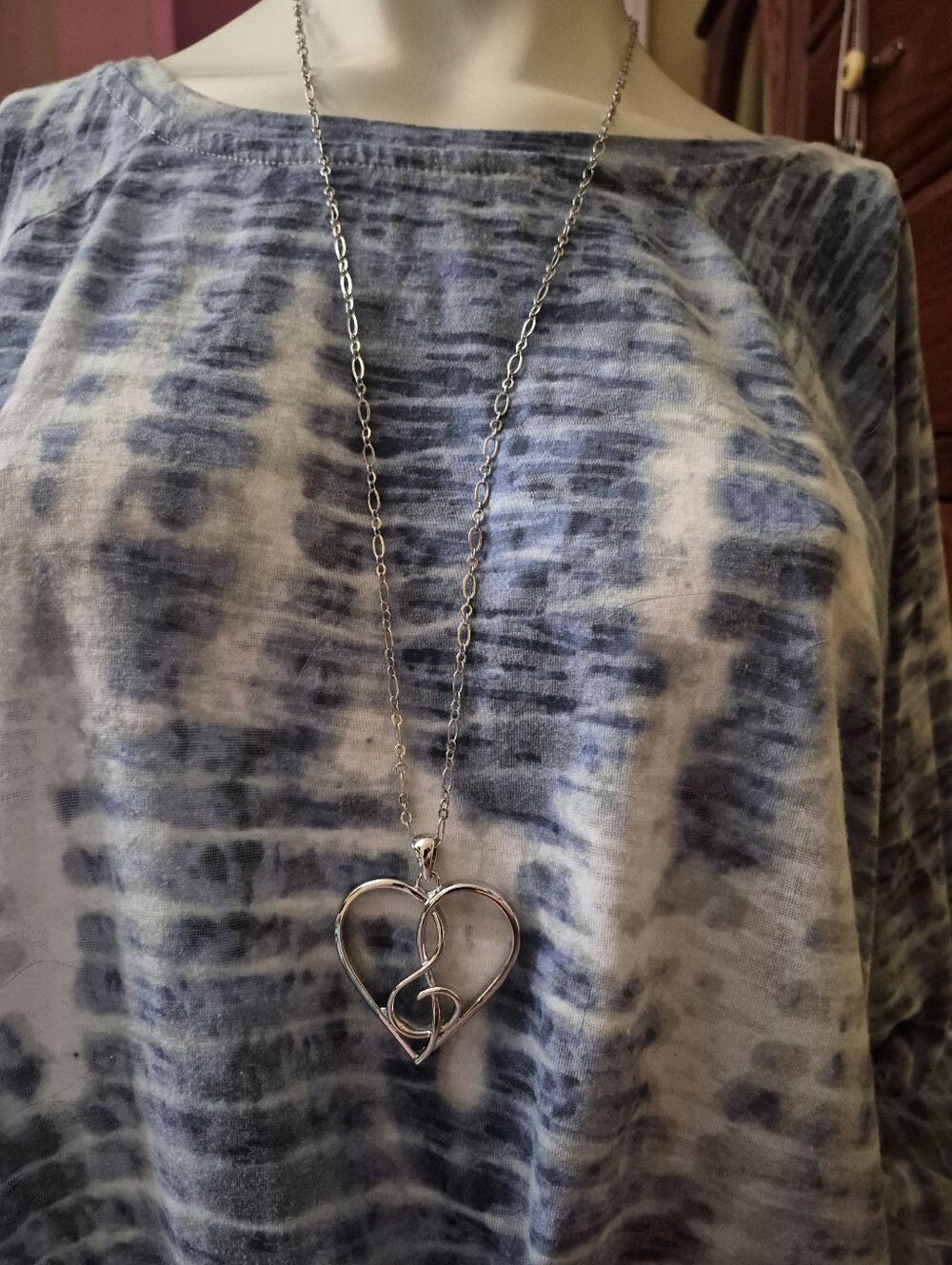 Fifth Avenue Collection Silver Musical Devotion Heart Treble Clef Necklace NWT